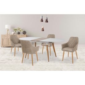   Caliber bővíthatő étkezőasztal – fehér matt / san remo tölgy