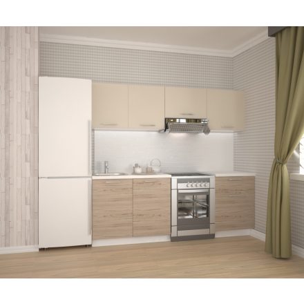 KATIA 220 blokk konyha, korpusz: fehér, front: bézs/san marino tölgy
