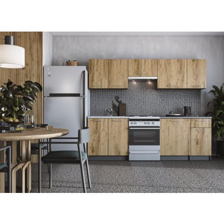 DARIA 240 blokk konyha, korpusz: antracit, front: craft tölgy