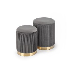 Monty tárolós puff szett (2 db) – szürke / arany