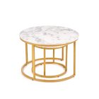 Paola dohányzóasztal (2 db-os szett) – fehér márvány / arany