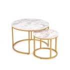 Paola dohányzóasztal (2 db-os szett) – fehér márvány / arany