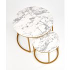 Paola dohányzóasztal (2 db-os szett) – fehér márvány / arany