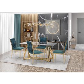 Konami étkezőasztal – fekete márvány / arany