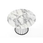 Brodway kerek étkezőasztal – fehér márvány / fekete