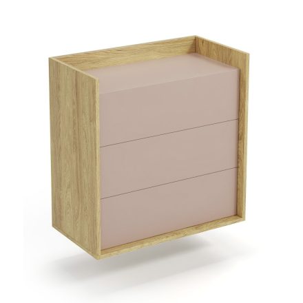 Mobius 3S komód – hikora tölgy / rózsaszín