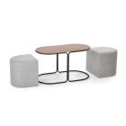 Pampa dohányzóasztal 2 puffal – craft tölgy / matt fekete