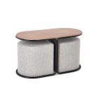 Pampa dohányzóasztal 2 puffal – craft tölgy / matt fekete