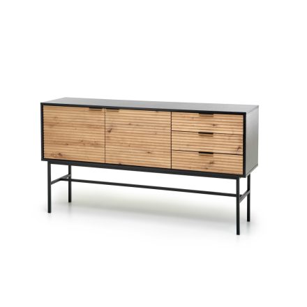 MURANO KM-1 komód, szín: artisan tölgy/fekete