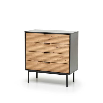 MURANO KM-2 komód, szín: artisan tölgy/fekete