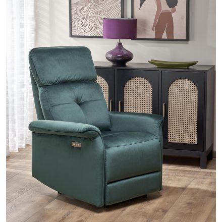 SEMIR elektromos relax fotel, szín: sötétzöld