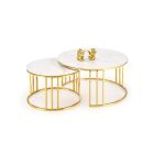 Mercury 3 dohányzóasztal (2 db-os szett) – fehér márvány / arany