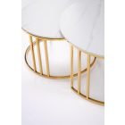 Mercury 3 dohányzóasztal (2 db-os szett) – fehér márvány / arany