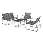 Conor kerti garnitúra (kanapé + 2 fotel + dohányzóasztal) – sötétszürke/világosszürke