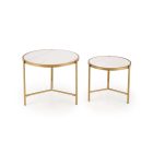 Fatima dohányzóasztal (2 db-os szett) – fehér márvány / arany