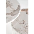 Ines dohányzóasztal (2 db-os szett) – bézs márvány / fehér