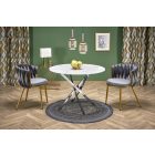 Raymond 2 kerek étkezőasztal – fehér márvány / ezüst