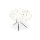 Raymond 2 kerek étkezőasztal – fehér márvány / ezüst