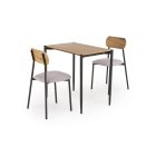 Nando étkezőszett (asztal + 2 szék) – natúr / fekete / szürke