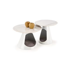   Osario dohányzóasztal (2 db-os szett) – fehér márvány / fehér