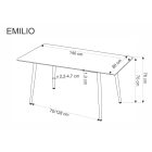 Emilio 120 étkezőasztal – fehér márvány / fekete