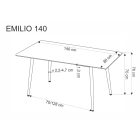 Emilio 140 étkezőasztal – fehér márvány / fekete
