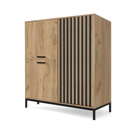 LAMINO KM-2 komód, szín: craft tölgy/fekete