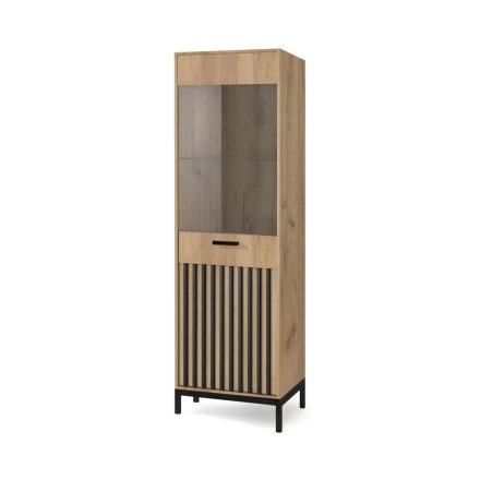 LAMINO W-1 vitrin, szín: craft tölgy/fekete