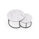 Java dohányzóasztal (2 db-os szett) – fehér márvány / fekete