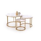 Gilda dohányzóasztal (3 db-os szett) – fehér márvány / arany