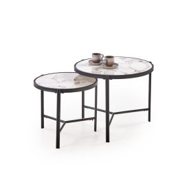   Fatima dohányzóasztal (2 db-os szett) – fehér márvány / fekete