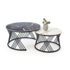 Flamingo dohányzóasztal (2 db-os szett) – fekete márvány / fehér márvány / fekete