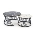 Flamingo dohányzóasztal (2 db-os szett) – fekete márvány / fehér márvány / fekete