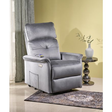 SEMIR 2 elektromos relax fotel, emelő- és masszázs funkcióval, szín: szürke