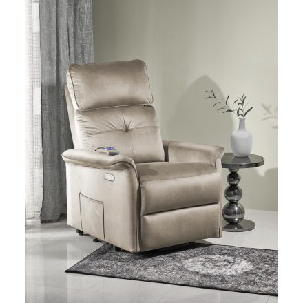 SEMIR 2 elektromos relax fotel, emelő- és masszázs funkcióval, szín: bézs