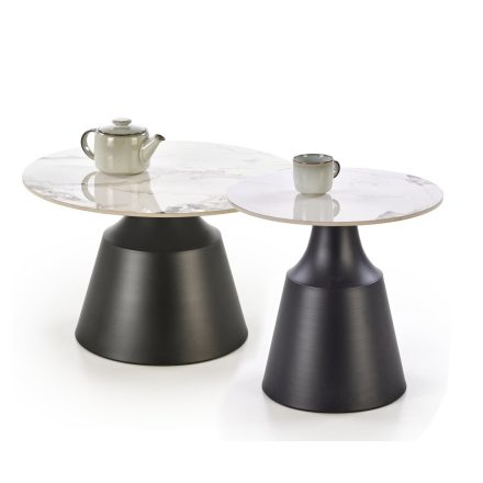 Magneta dohányzóasztal (2 db-os szett) – fehér márvány / fekete