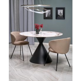 Garet kerek étkezőasztal – fehér márvány / fekete