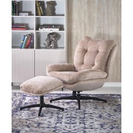 Pesto hintázó forgófotel lábtartóval – bézs