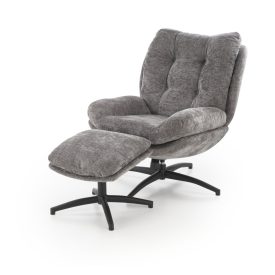 Pesto hintázó forgófotel lábtartóval – szürke