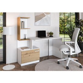 Miso polcos íróasztal – fehér / artisan tölgy