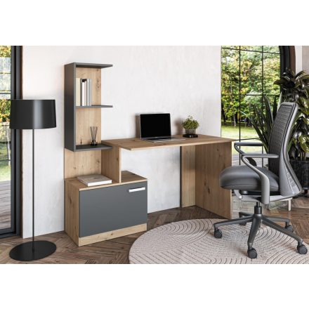 Miso polcos íróasztal – grafit / artisan tölgy